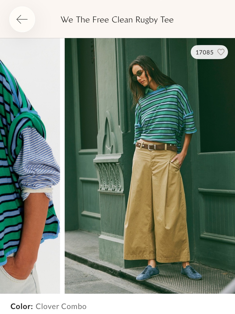 Free People Striped Rugby Tee in Clover Combo (Green, Blue)